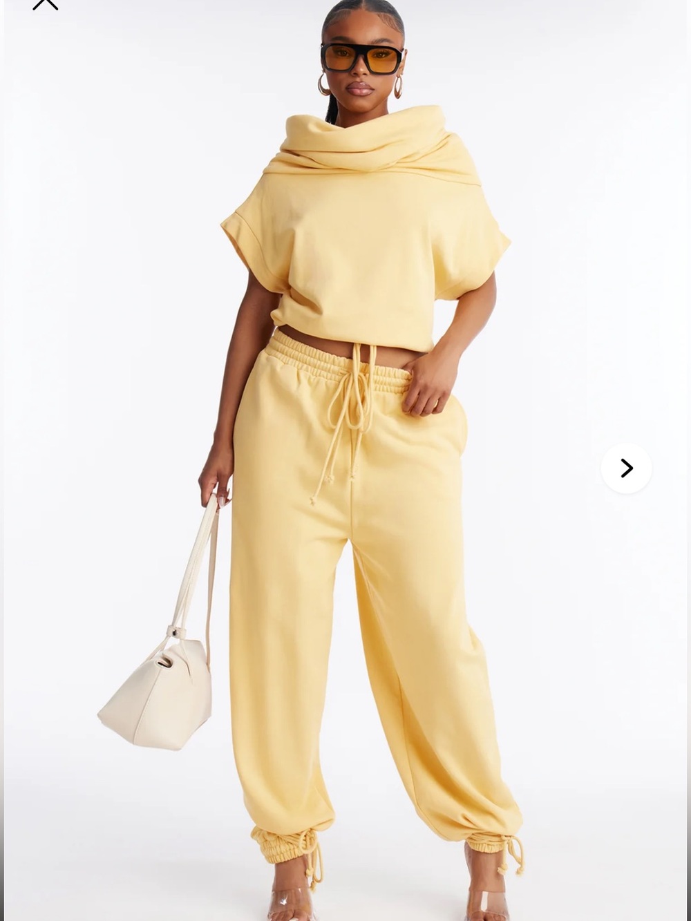 Fashion Nova Pale Yellow Drawstring Jogger Pants